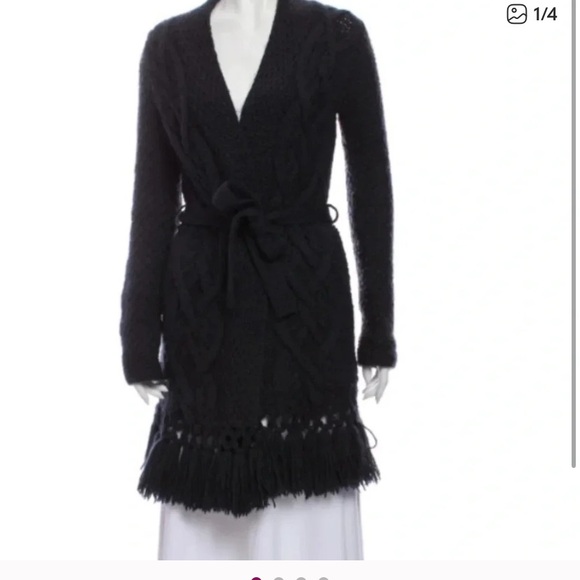 Rebecca Taylor Cardigan cable knitted black mohair size XS-S - Picture 1 of 4